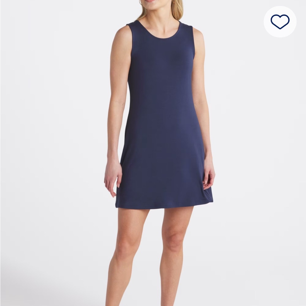 Blue Sleeveless Crew Neck Dress